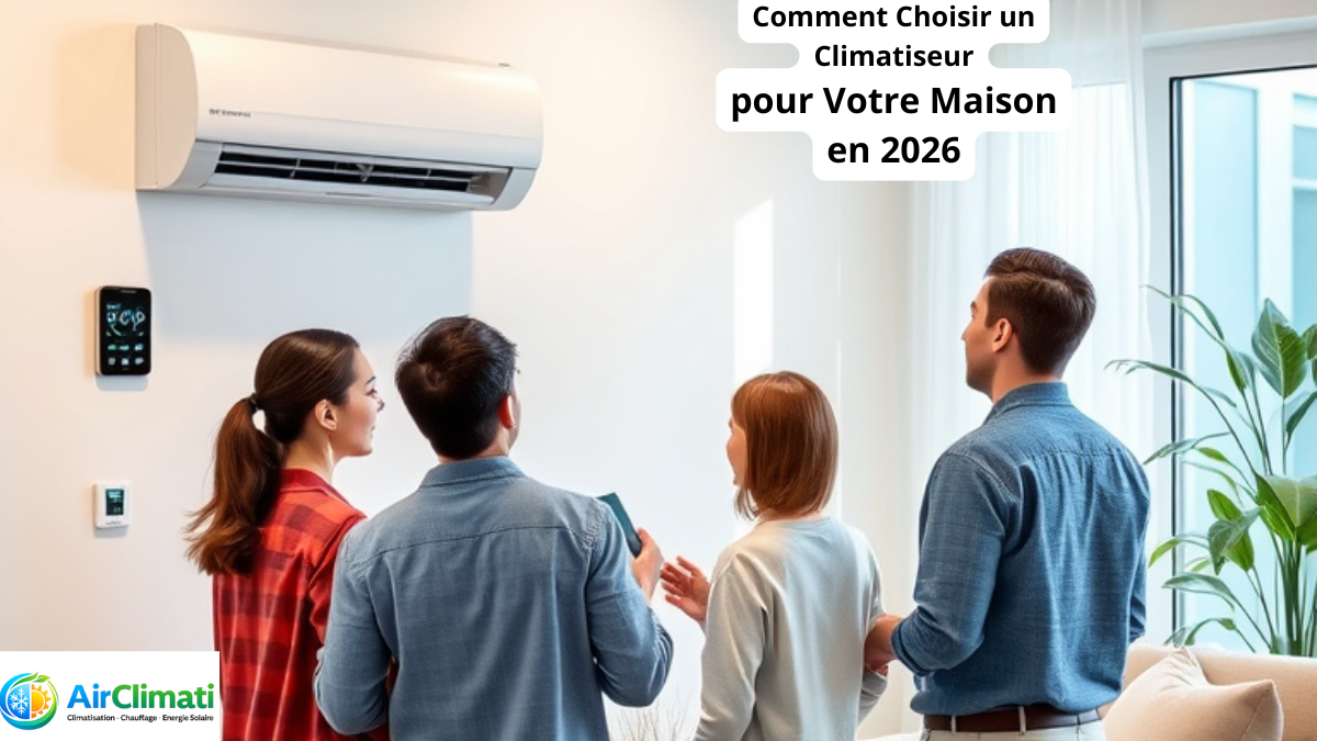 Famille choisissant un climatiseur mural moderne pour une maison en 2026